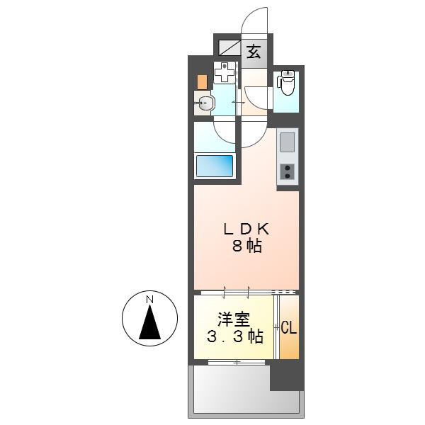 プレサンスレイズ 泉 高岳駅前(1LDK/6階)の間取り写真