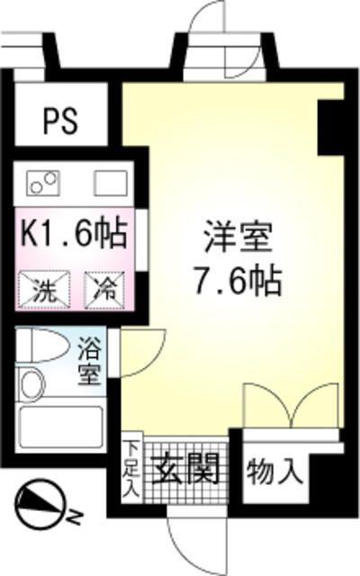 ウィステリアヒルズ(1K/6階)の間取り写真