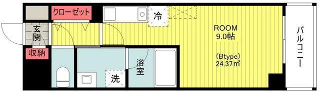レイール(ワンルーム/3階)の間取り写真