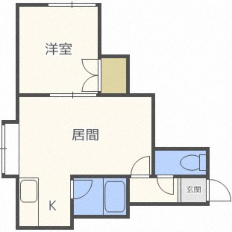 クレスト本通(1DK/2階)の間取り写真
