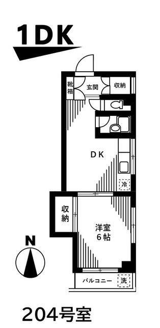 モロイハイツ(1DK/2階)の間取り写真