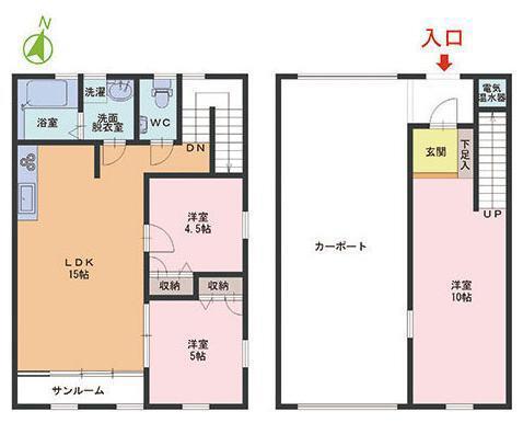 テラスハウスS(3LDK/1階)の間取り写真