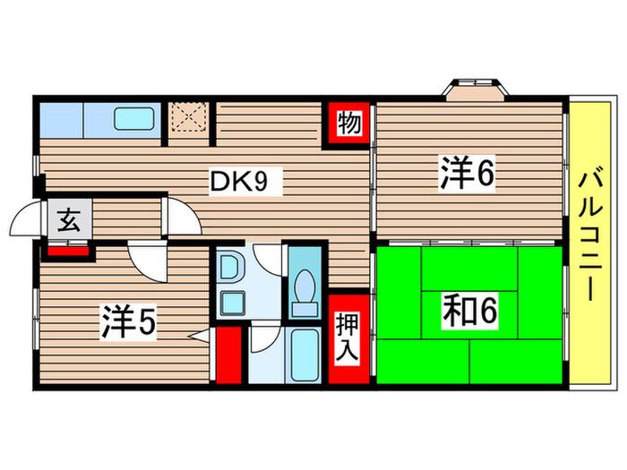 第三大越ビル(3DK/1階)の間取り写真