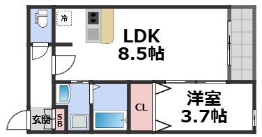SIERRA深江南(1LDK/1階)の間取り写真