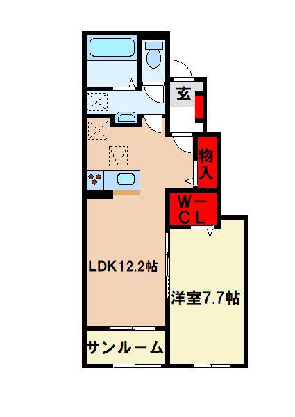 ブリッサ(1LDK/1階)の間取り写真