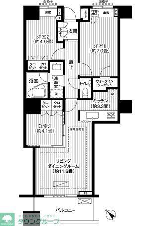 エアライズタワー(3LDK/21階)の間取り写真