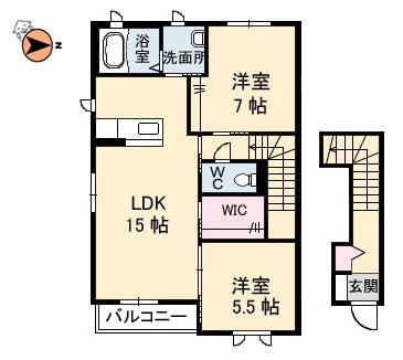 グランマスト春日C(2LDK/2階)の間取り写真