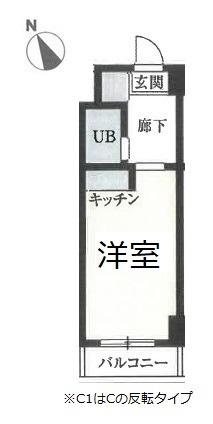 プレステージ西谷(ワンルーム/2階)の間取り写真