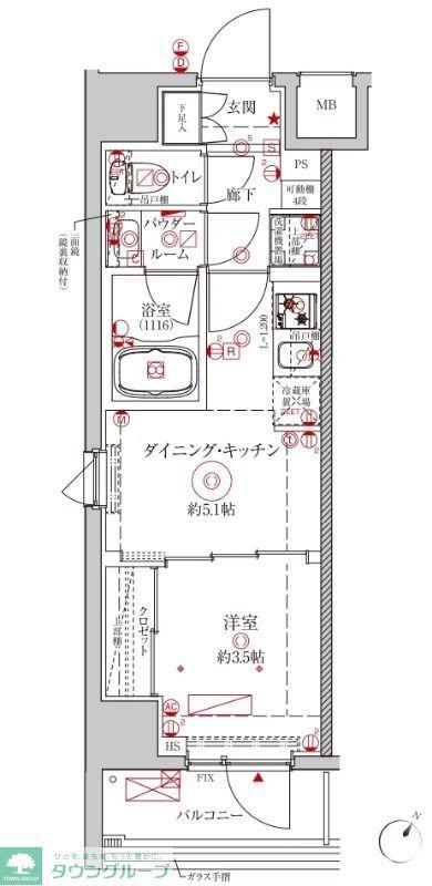 クレイシアIDZ川崎ザ・テラス(1DK/2階)の間取り写真