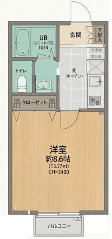 朋久レジデンス上福岡(1K/1階)の間取り写真