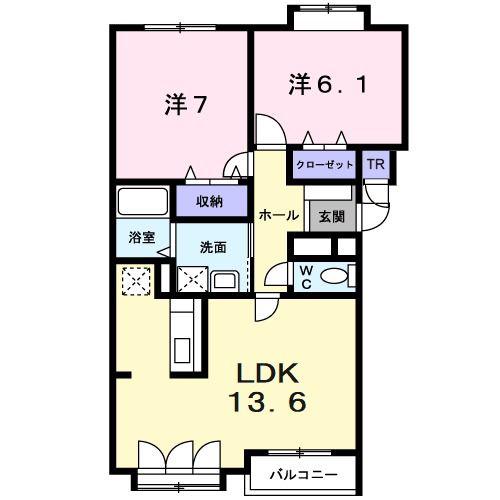 スールアスセーナ(2LDK/3階)の間取り写真