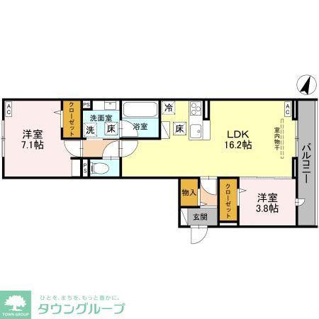 NOBLE RAFFINER戸塚東 A(2LDK/1階)の間取り写真