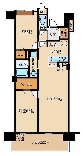 ロイヤルパークス花小金井(1SLDK/5階)の間取り写真