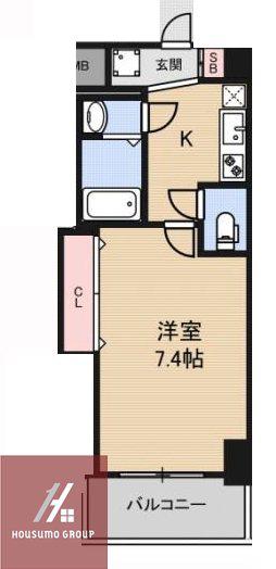 ラグゼ都島北II(1K/2階)の間取り写真