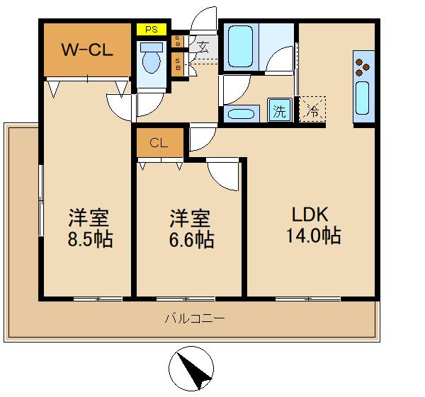 楓雅24(2LDK/5階)の間取り写真