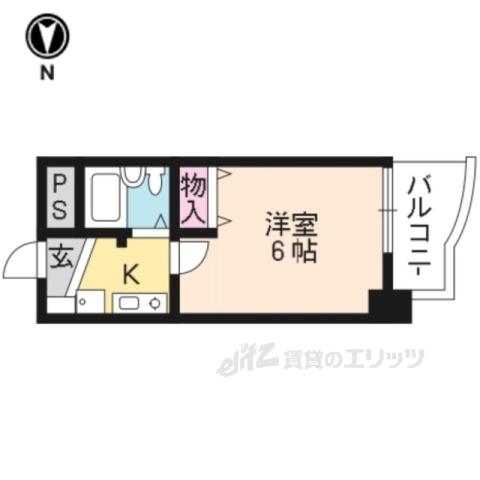 シャロームⅠ(1K/3階)の間取り写真