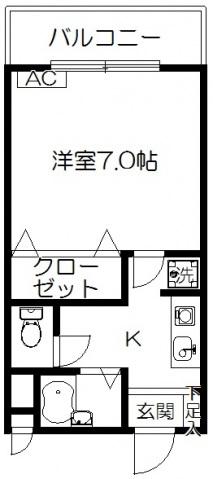 メゾンモンテ(1K/2階)の間取り写真