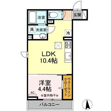 セジュール河辺(1LDK/2階)の間取り写真