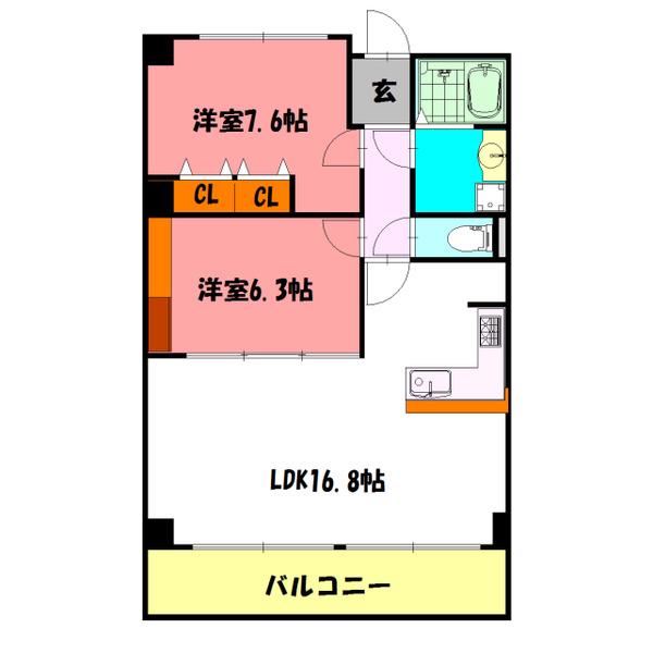 西明石コーポラス(2LDK/2階)の間取り写真