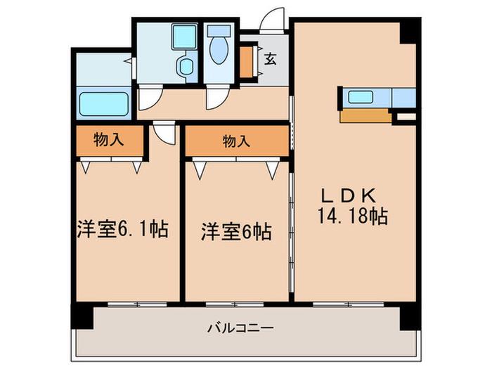 OAZO-N(2LDK/3階)の間取り写真