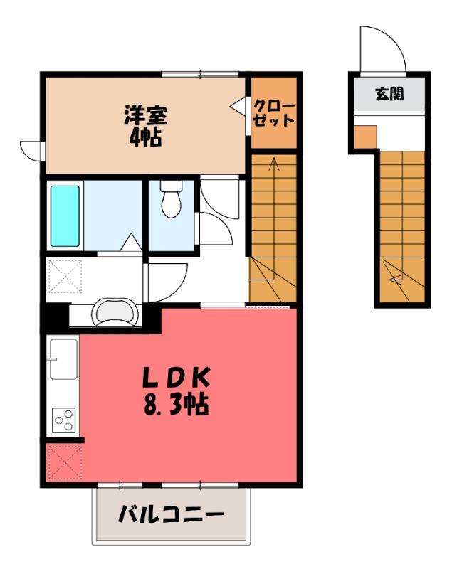 グランSAKURA(1LDK/2階)の間取り写真