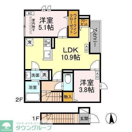 グラナーデ大和町(2LDK/2階)の間取り写真