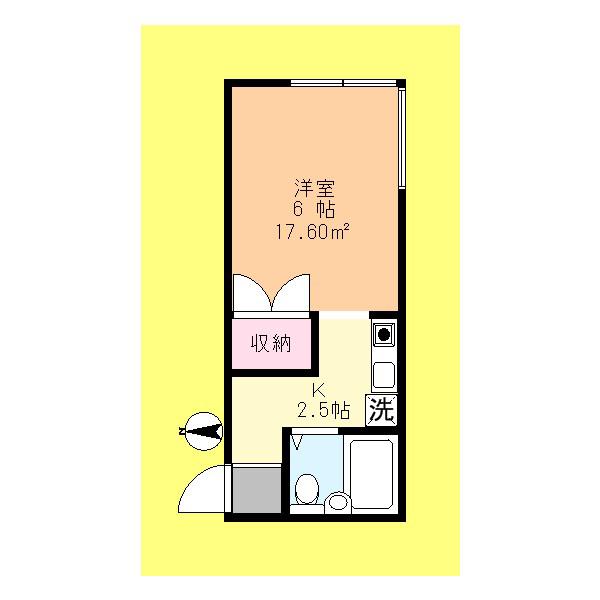 カーサヤマモト(1K/3階)の間取り写真