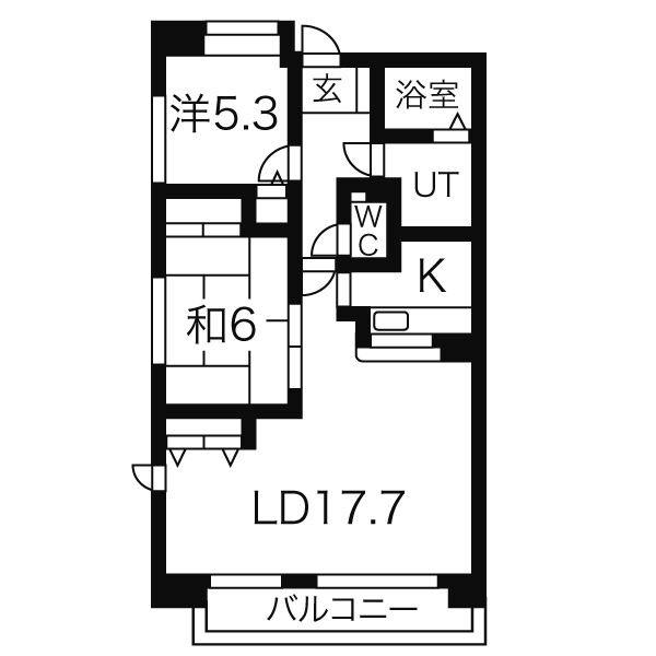シティアガーデン甲府(2LDK/5階)の間取り写真