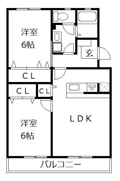 日佐ビル(2LDK/2階)の間取り写真