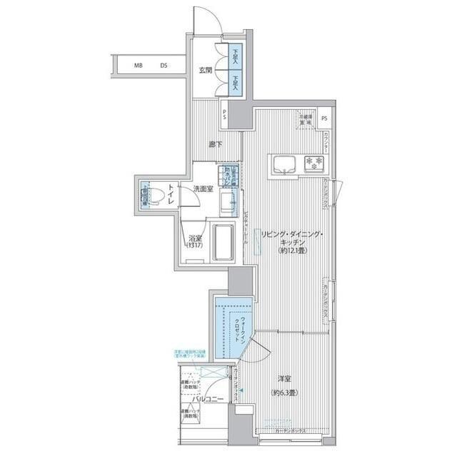 RODIA日本橋茅場町(1LDK/5階)の間取り写真
