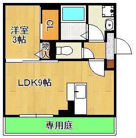 トレス城野貮番館(1LDK/1階)の間取り写真