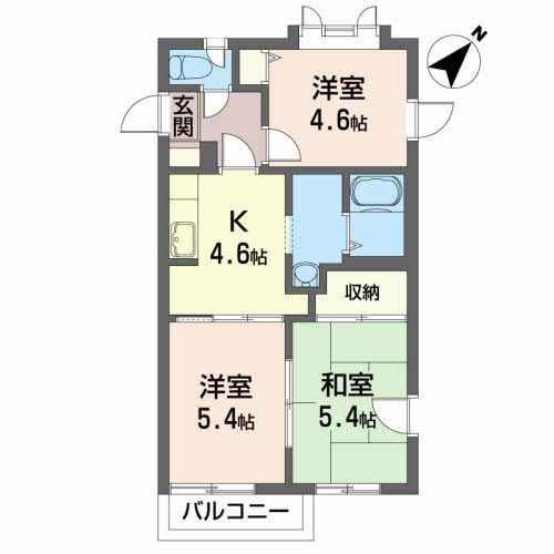 ディアスS(3K/2階)の間取り写真