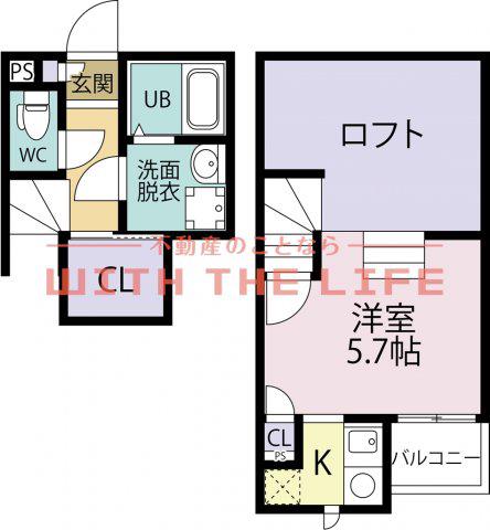ADCプレミール荘島(1SK/2階)の間取り写真
