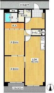 ベルニシキ N棟(2LDK/2階)の間取り写真