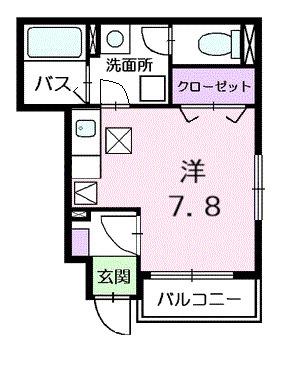 エコーハイム(ワンルーム/1階)の間取り写真