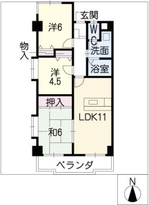 サンケンユーム(3LDK/1階)の間取り写真