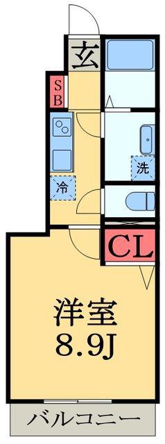 グリュックⅤ(1K/1階)の間取り写真