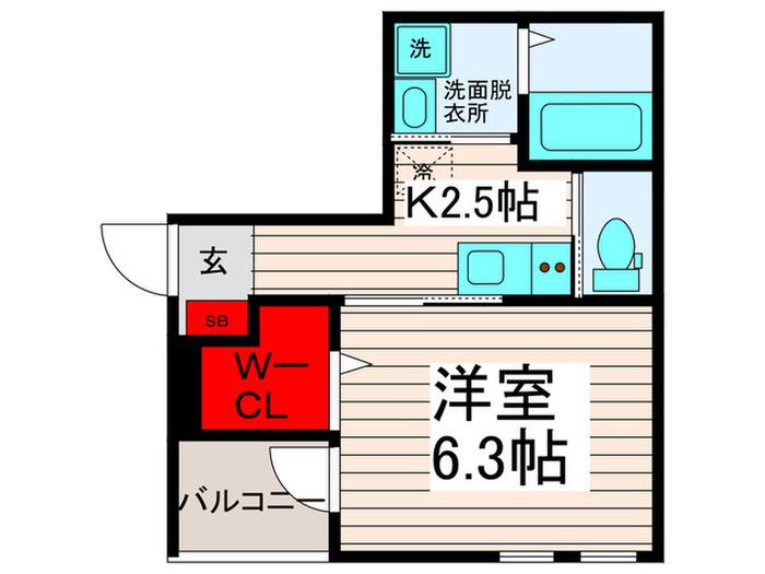 アダージオ(1K/1階)の間取り写真