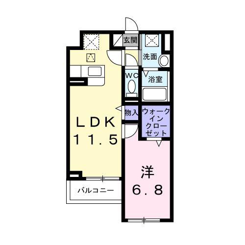 アンソレイユ(1LDK/1階)の間取り写真