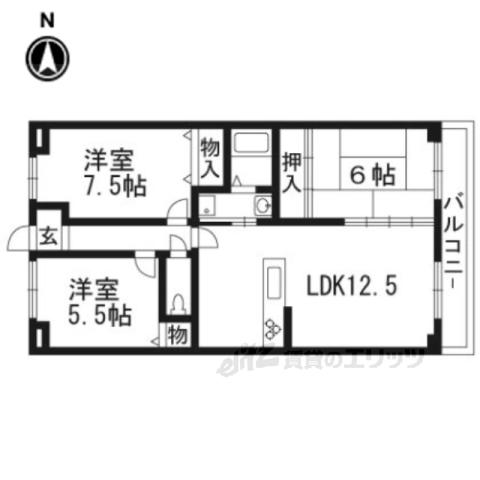 ベルセーヌ亀岡(3LDK/3階)の間取り写真