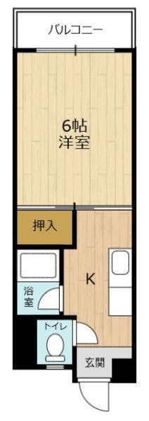 シャインハイツ西新(1K/3階)の間取り写真