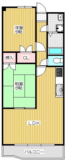梅田プレミアムコート(2LDK/10階)の間取り写真