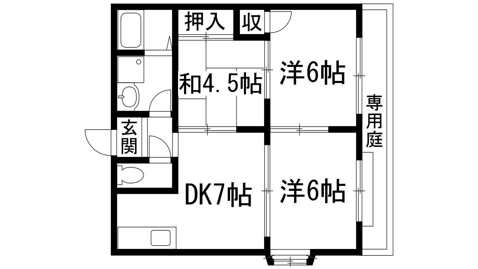 エルディムコスモⅡ(3DK/1階)の間取り写真