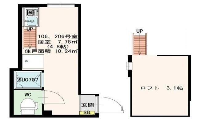 STAGE中野III(ワンルーム/1階)の間取り写真