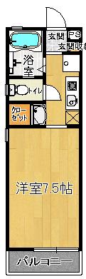 フォレストコートくろいA(1K/1階)の間取り写真