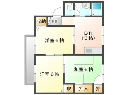 クリエイトII(3DK/1階)の間取り写真