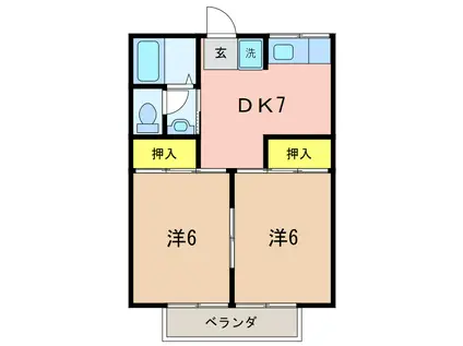 コーポ佐々木(2DK/2階)の間取り写真