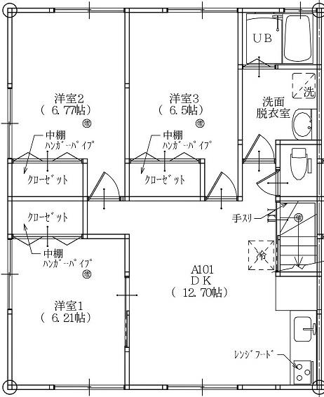 ファミリータウンB(3LDK/2階)の間取り写真