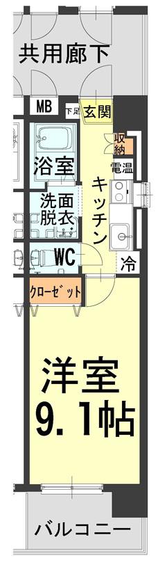 グランローゼ(1K/6階)の間取り写真