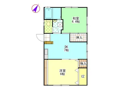 岡本アパート(2DK/2階)の間取り写真